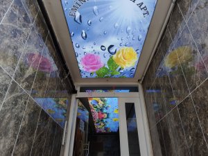 Apartman girişi gergi tavan çalışması